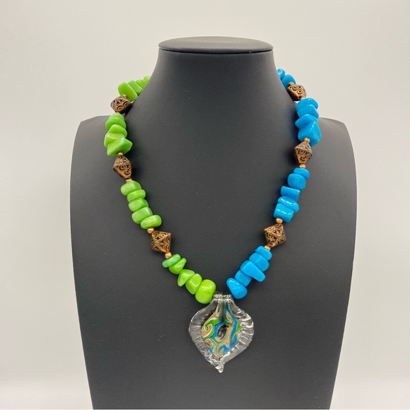 Hand Crafted Jewelry - Artisan Jadeite and Beaded Necklace